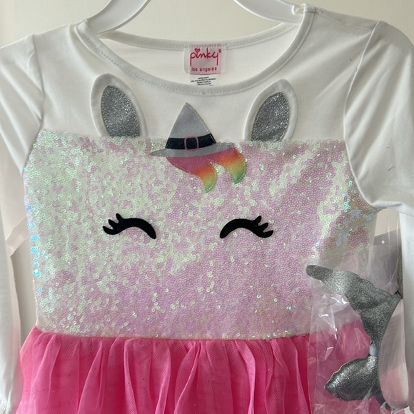 Pinky Los Angeles pink and white unicorn dress Size 7. NWT. - Picture 3 of 7